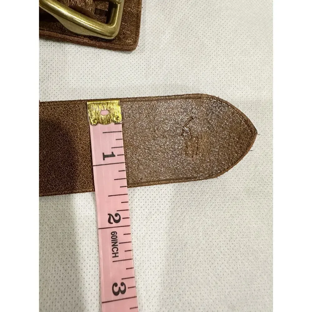Polo Ralph Lauren Men's Double-Prong Leather Belt Distressed Brown